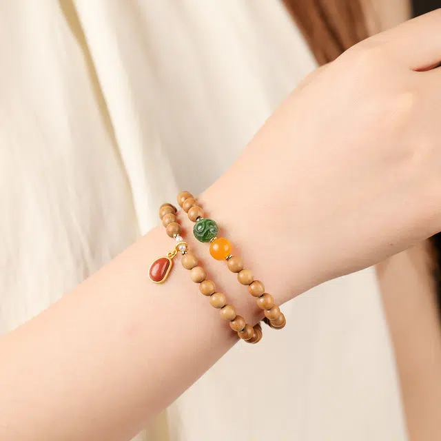 三檀小舍 【路路通】国风新中式复古风 招财转运诸事顺利 小众简约高级轻奢饰品 檀木 手串 女款