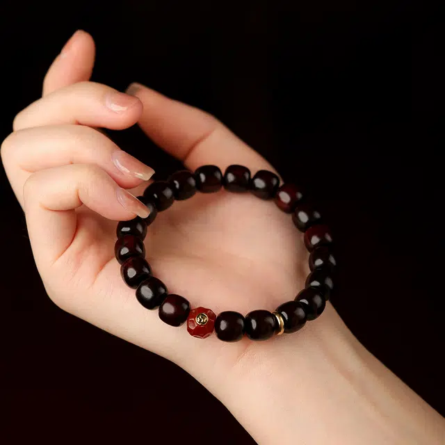 三檀小舍 国风国潮新中式 招财转运守护镶嵌工艺无相珠老型珠鸿运当头本命年 精工归圆文玩盘玩绕指柔礼盒 紫檀属 手串 男女同款情侣款