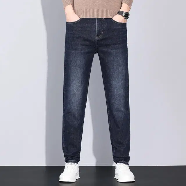 才子 时尚休闲修身弹力直筒牛仔裤 男款 灰蓝色