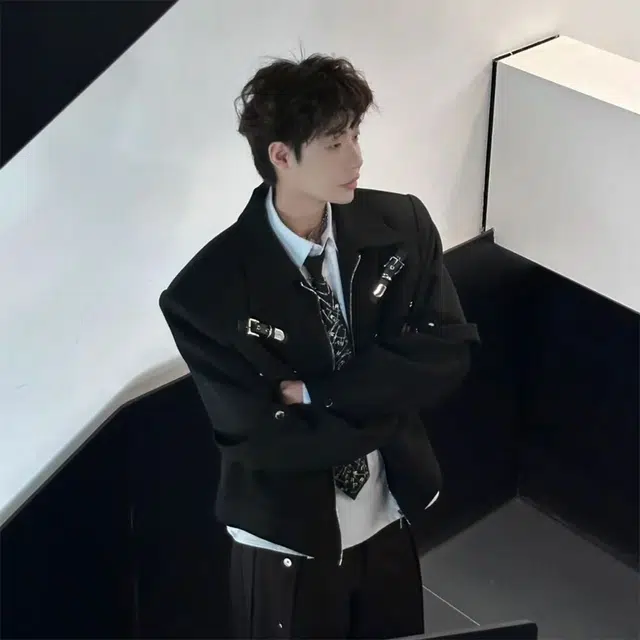 帝狼牛 美式高街小众金属解构痞帅风正肩显瘦工装外套夹克 男女同款