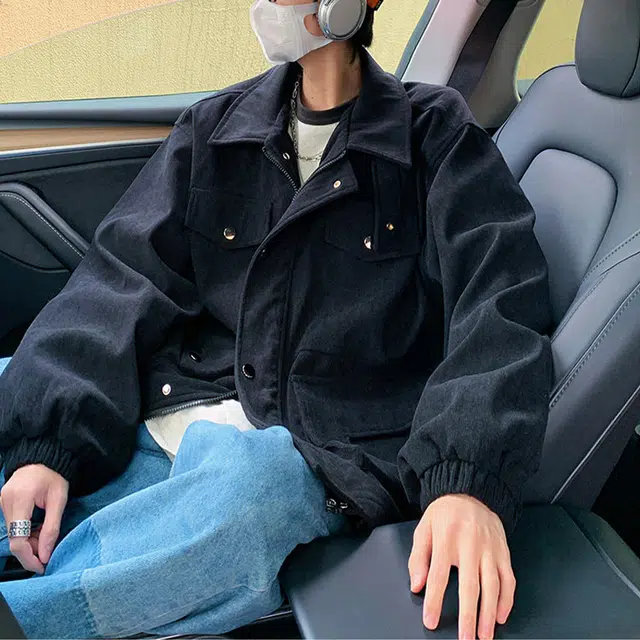 悍戈 美拉德风美式复古灯芯绒外套  情侣款大码宽松百搭夹克 男女同款