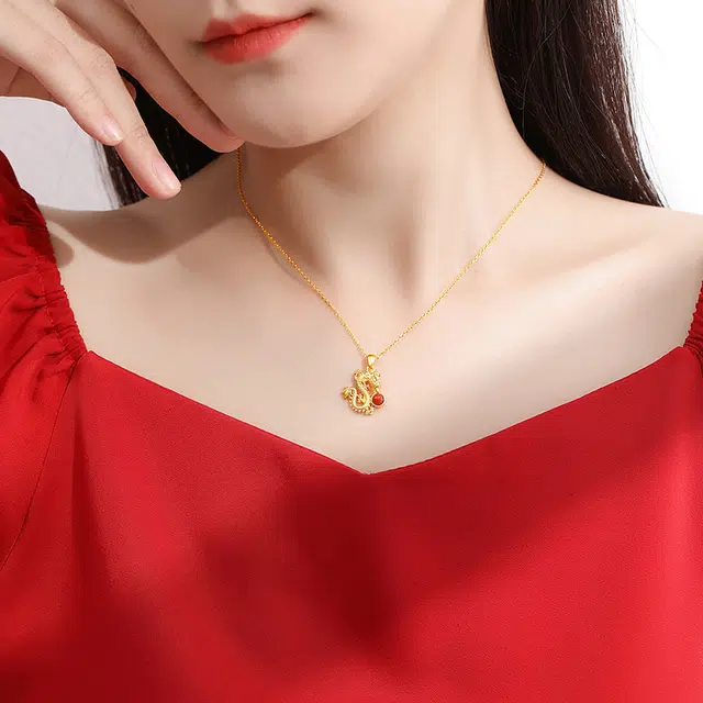 蒂尼诗 龙腾万里玉龙高级 玛瑙 玉石项链 女款