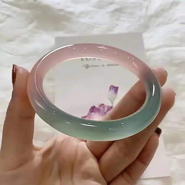 蒂尼诗 半山半水马卡龙色中式女新潮款式时尚优雅 玉髓 手镯 女款