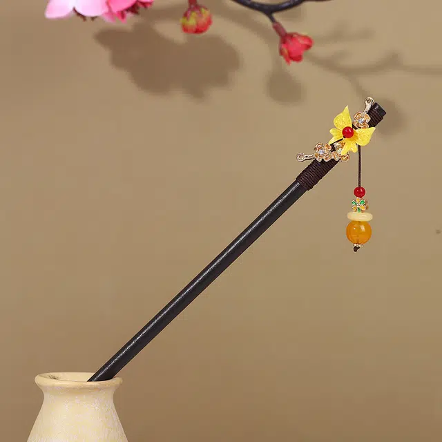 半听曲 圣所 流苏步摇新中式 木 发簪 女款