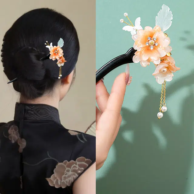 流苏步摇新中式 圣所 绣帘卷 木 发簪 女款