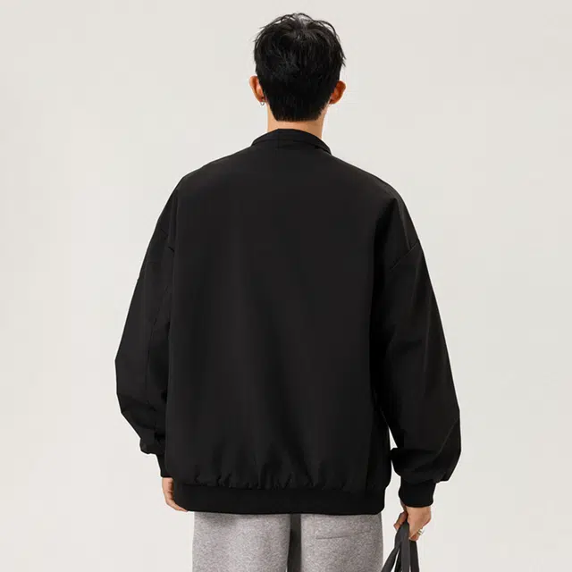 棉致 美式高街个性签名印花简约基础款时尚日常通勤户外运动休闲宽松舒适轻便经典百搭飞行员工装落肩长袖夹克 男女同款