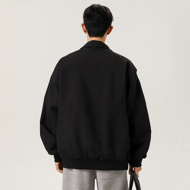 棉致 美式高街工装机能风简约个性潮牌字母印花基础款日常通勤户外运动休闲宽松舒适轻便柔软亲肤经典百搭落肩爆款长袖夹克 男女同款