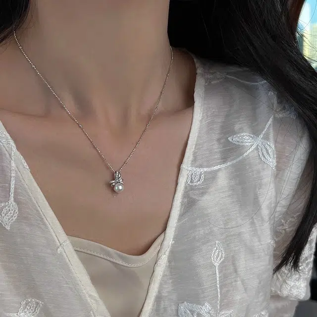 素 【梦幻芭蕾】丝带蝴蝶结精致高级感锁骨链 锆石 项链 女款