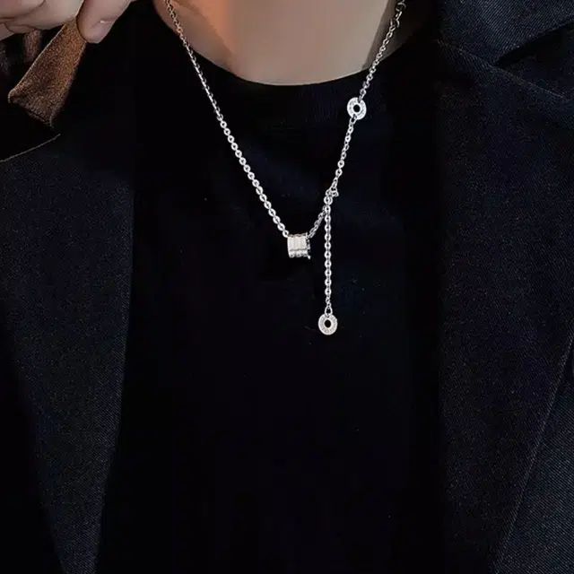 素 个性轻奢设计锁骨优雅气质精致细节圆环小蛮腰小众潮流 钛钢 项链 男女同款情侣款
