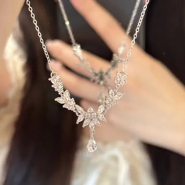 素 超仙麦穗水滴小众设计高级感 锆石 项链 女款