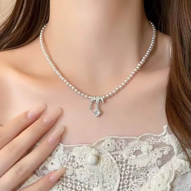 素 泪光曼塔玫瑰轻奢高级感小众简约百搭颈链日常通勤饰品 锆石 项链 女款