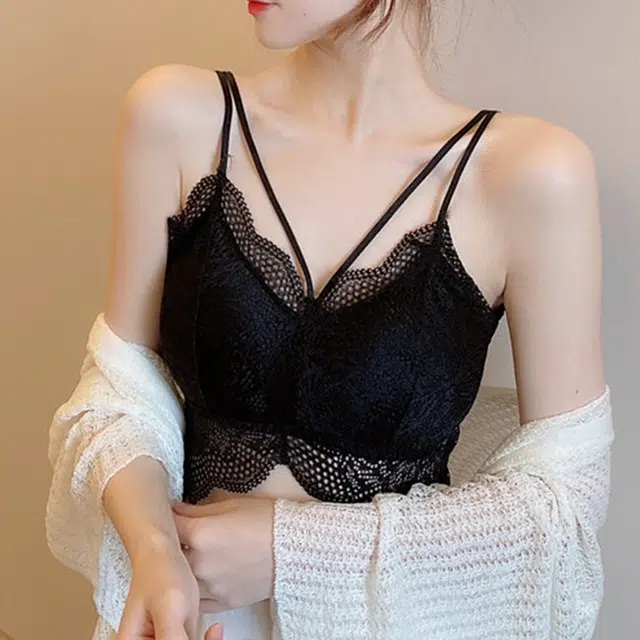 水中花 带胸垫抹胸性感双肩带镂空美背蕾丝露背文胸 女款