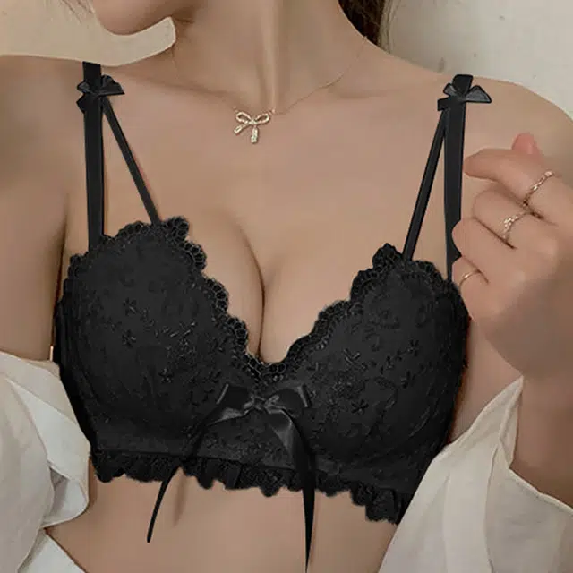 水中花 上薄下厚杯聚拢无钢圈蕾丝性感文胸 女款 香槟色