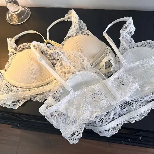 水中花 蕾丝内搭法式性感纯欲薄款大胸显小收副乳美背聚拢文胸 女款