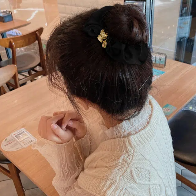 韩雨蝶 国潮龙大肠发圈新中式发绳高级感时尚头绳质感扎头发发饰 女款 黑色