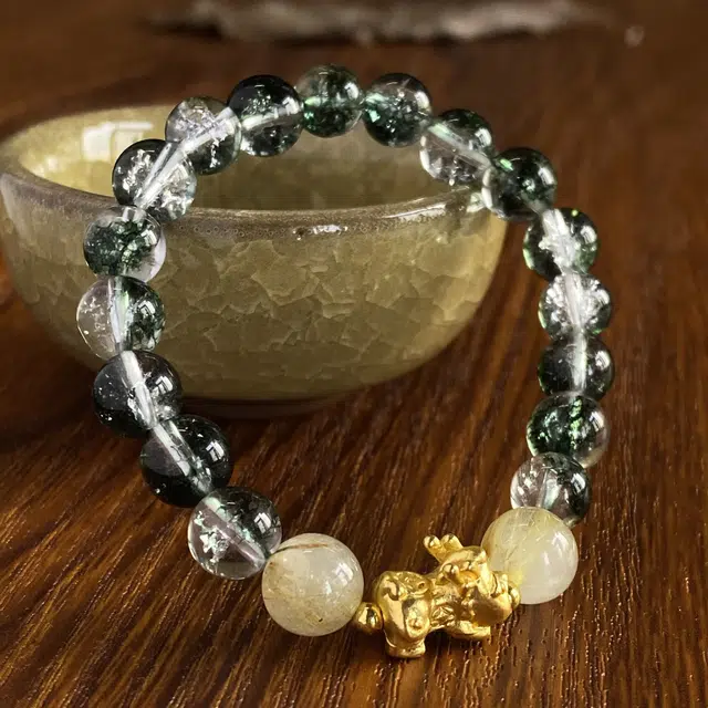金瑞邦 新中式国潮 绿幽灵貔貅招财转运纳福 小众设计 琉璃 玉石手串 男女同款情侣款