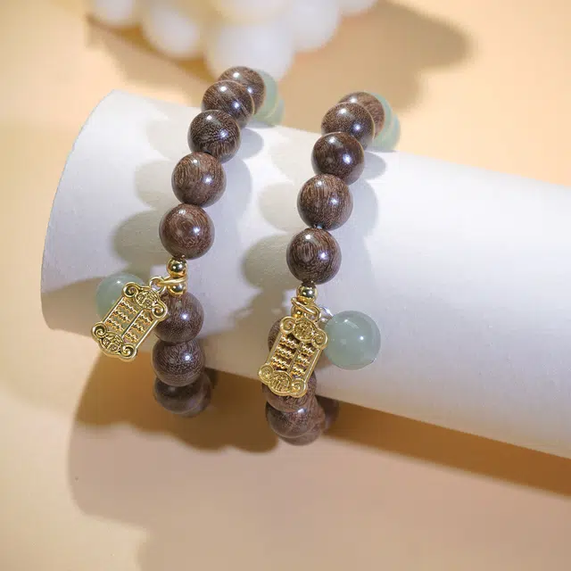 金瑞邦 【赠线香】简单百搭 显白精致 算盘来财 小众设计 高级 新中式国潮 纳福 转运来福 招财进宝 精准桃花 #好运 金丝檀木 手串 女款