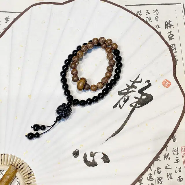 金瑞邦 醒狮 黑红款 简单百搭 显白 高档轻奢 小众设计 文玩 新中式国潮 国风 步步高升 平步青云#好运 鸡翅木 手串 男女同款情侣款