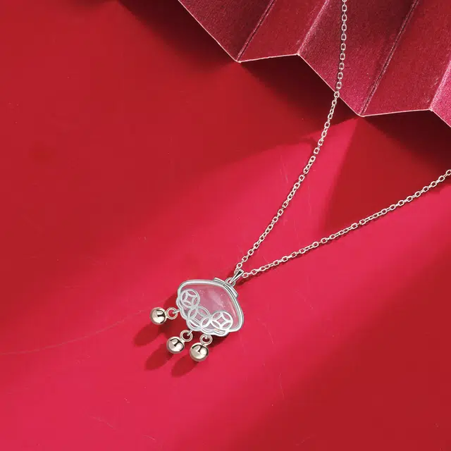 金瑞邦 吉祥如意平安锁 新中式国潮 国风轻奢精致 玉髓 玉石项链 女款