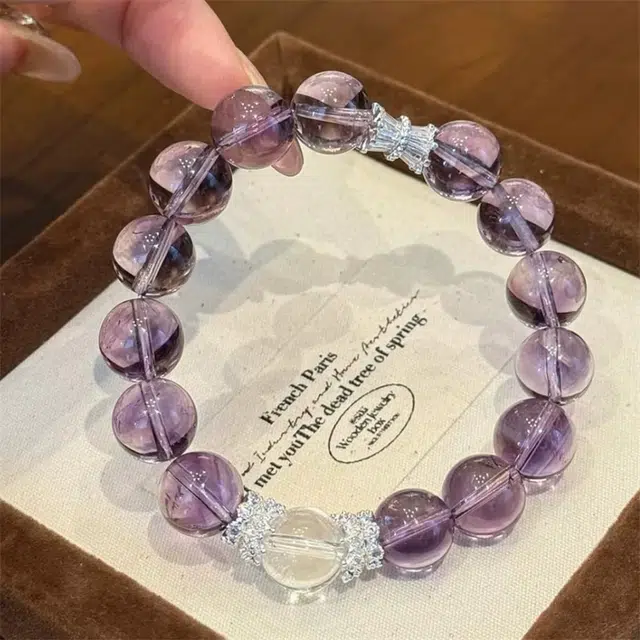 金瑞邦 紫陌流光-手饰 紫水晶色 小众高级 轻奢百搭 显白转运 正源桃花 升职加薪 好运合成/人造 琉璃 手串 女款