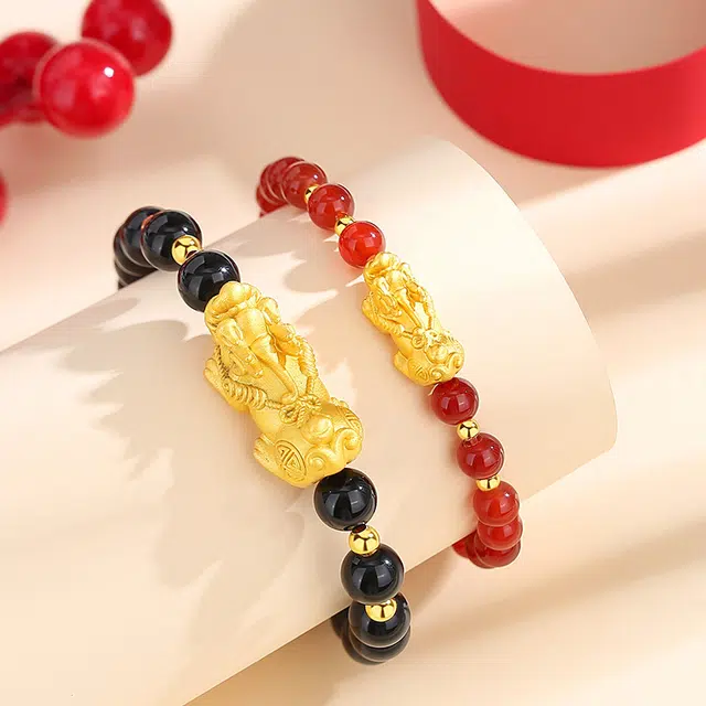 金瑞邦 新中式国风 貔貅吞金兽 招财纳福 平安转运珠 复古国潮 轻奢小众 送礼 礼盒 玛瑙 玉石手串 男女同款情侣款