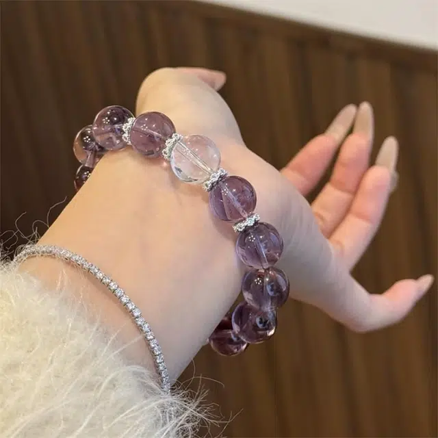 金瑞邦 紫陌流光-手饰 紫水晶色 小众高级 轻奢百搭 显白转运 正源桃花 升职加薪 好运合成/人造 琉璃 手串 女款