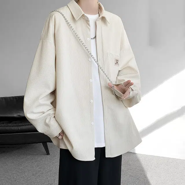 悍戈 美式日系复古风吸汗日常通勤休闲百搭服饰衬衫 男女同款