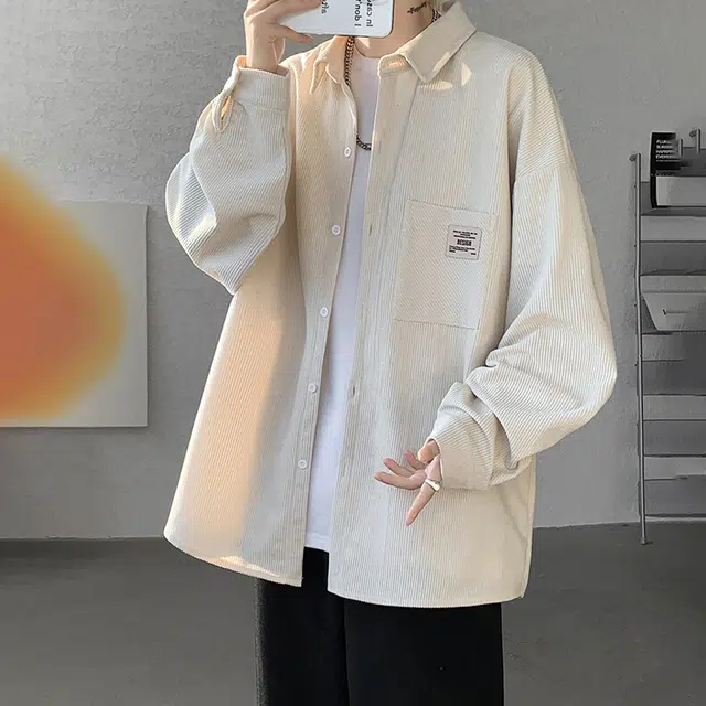 悍戈 美式日系复古风吸汗日常通勤休闲百搭服饰衬衫 男女同款