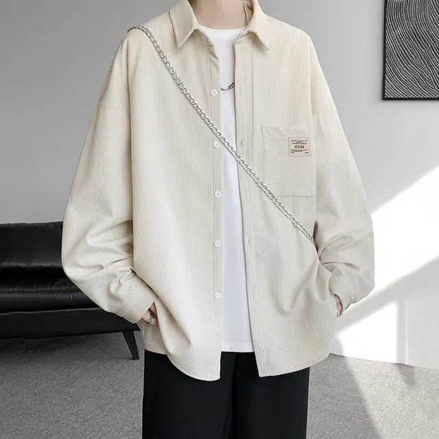 悍戈 美式日系复古风吸汗日常通勤休闲百搭服饰衬衫 男女同款