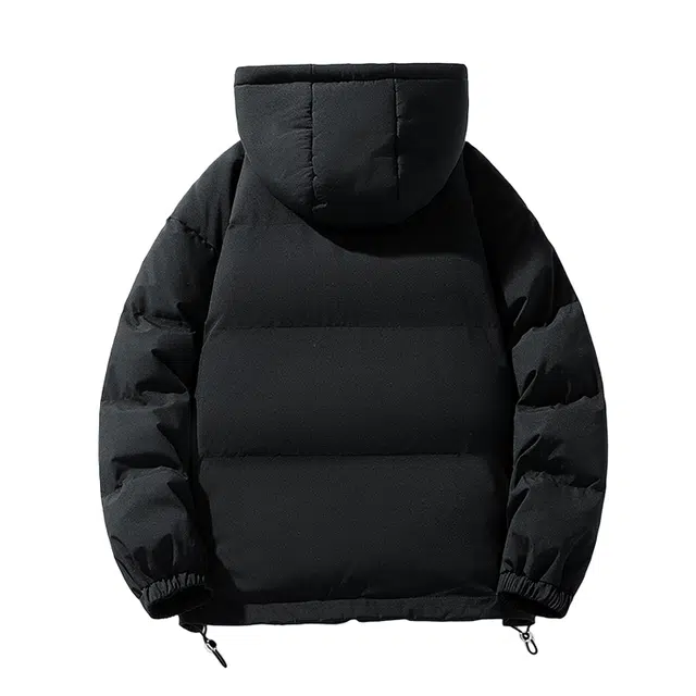 红豆 经典纯色拉链宽松加厚保暖连帽棉服 男女同款