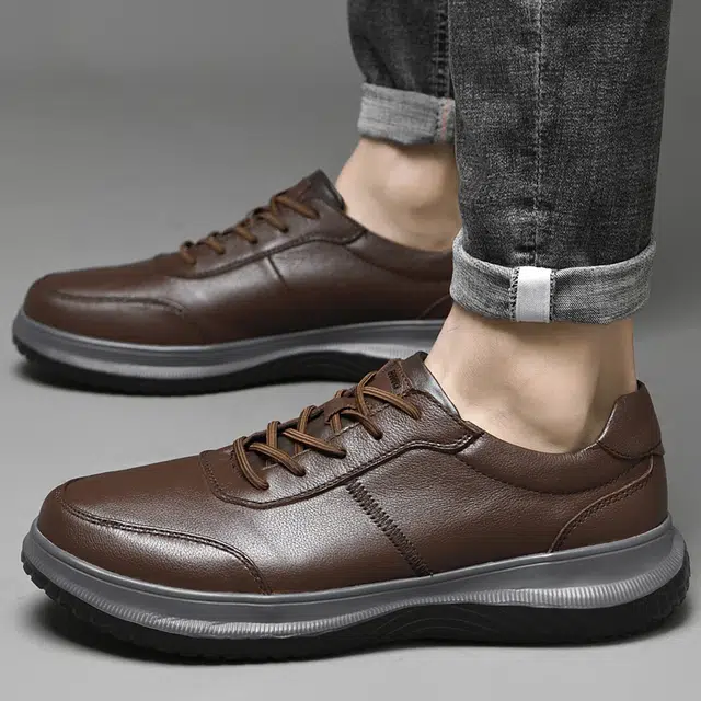 敦奴 牛皮 简约潮流百搭 低帮 生活休闲鞋 男款 黑色