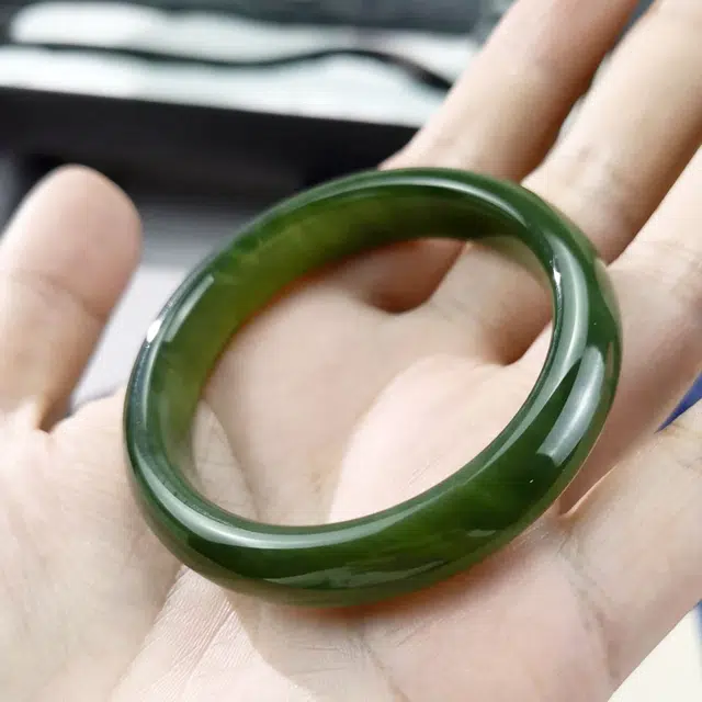 盈满堂 褐绿色条纹缠丝扁细条气质高级感 玛瑙 手镯 女款