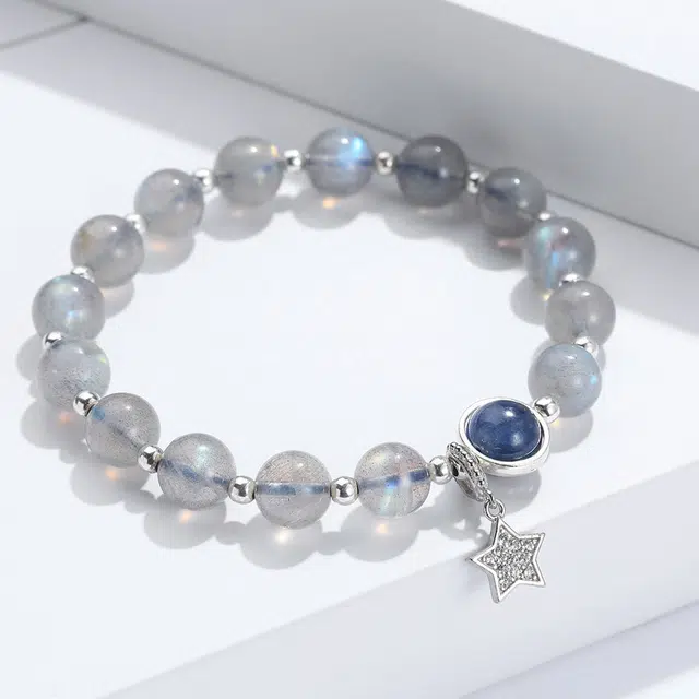 盈满堂 灰月光石 女小众设计款 星星时尚 水晶 手串 女款