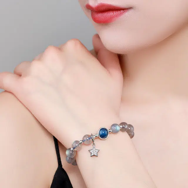 盈满堂 灰月光石 女小众设计款 星星时尚 水晶 手串 女款