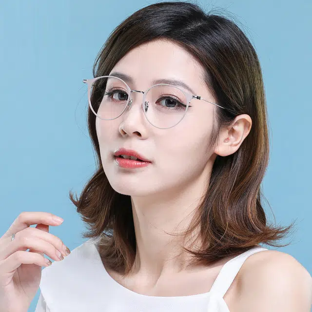 【联系客服可配度数】 康视顿 复古文艺近视眼镜框 合金 椭圆形 光学镜架 男女同款情侣款 可选凯米依视路蔡司明月镜片