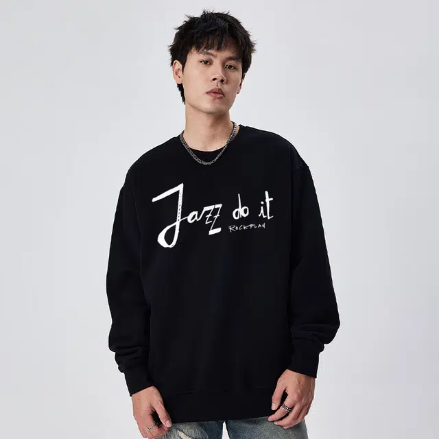 摇滚计划 爵士乐字母印花创意圆领纯棉卫衣 男女同款