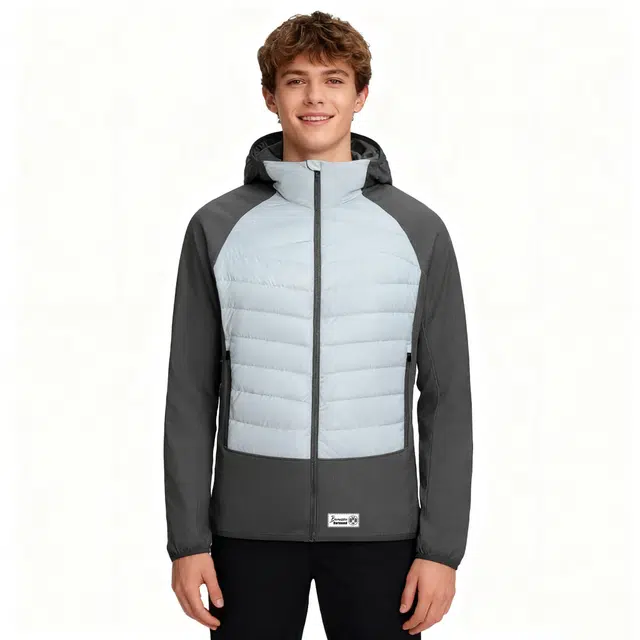 普鲁士多特蒙德 高级感简约基础款拼接撞色设计独特轻薄开衫拉链外套便携户外休闲运动保暖防风防泼水连帽棉服 男女同款