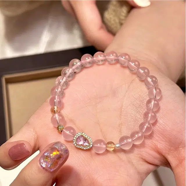 施洛尼 粉晶葫芦 新中式复古清冷感小众精致轻奢高级原创设计 国潮时尚百搭显白优雅可调节天然 粉水晶 手串 女款