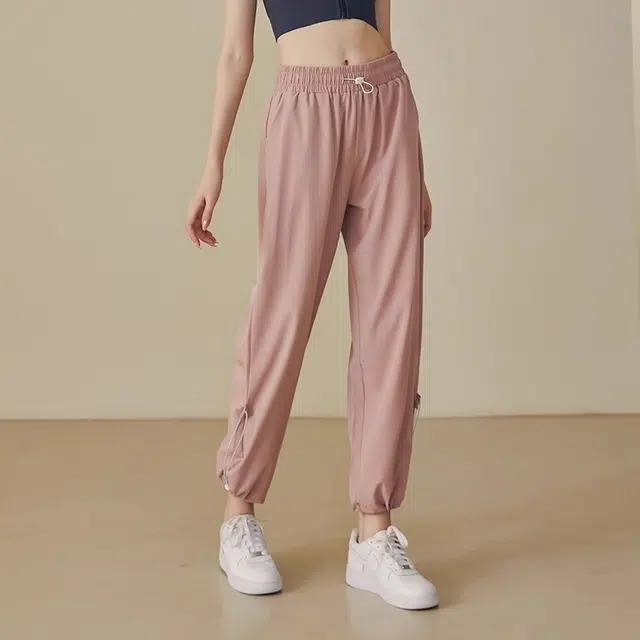 达兹 纯色宽松束脚跑步速干裤高腰休闲裤 女款