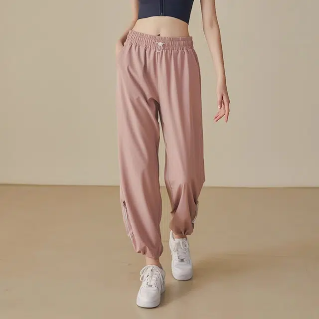 达兹 纯色宽松束脚跑步速干裤高腰休闲裤 女款