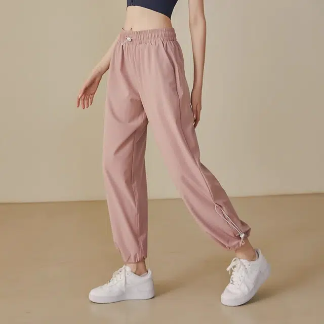 达兹 纯色宽松束脚跑步速干裤高腰休闲裤 女款