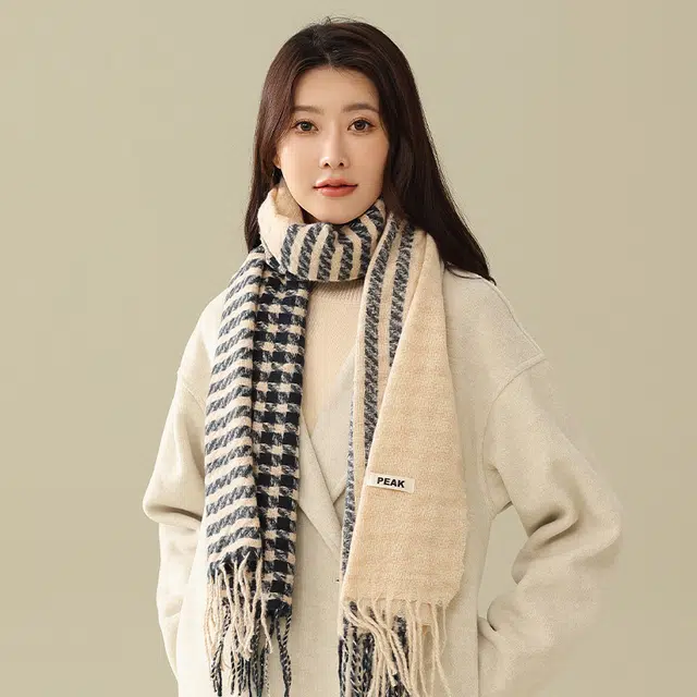 匹克 日系休闲 加厚保暖流苏 绒线围巾 男女同款情侣款