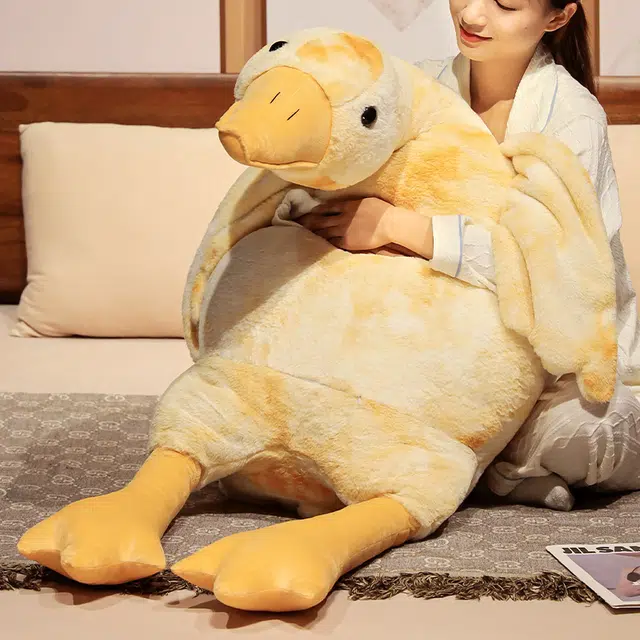 雄俊 炫彩超软扎染大白鹅抱枕 仿兔毛彩色创意扎染大鹅夹腿长条抱枕鹅鸭子趴枕 玩偶 毛绒公仔