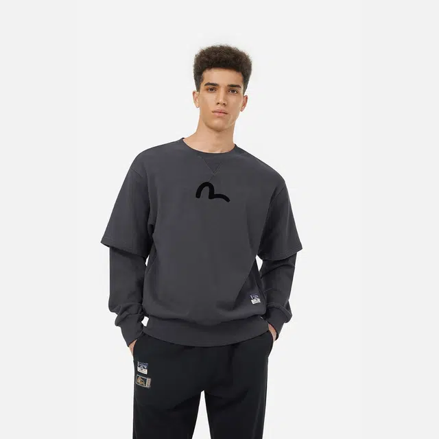 EVISU Seagull Wisdom Wheel Sweatshirt Charcoal