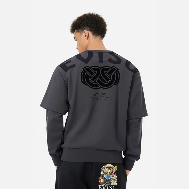 EVISU Seagull Wisdom Wheel Sweatshirt Charcoal