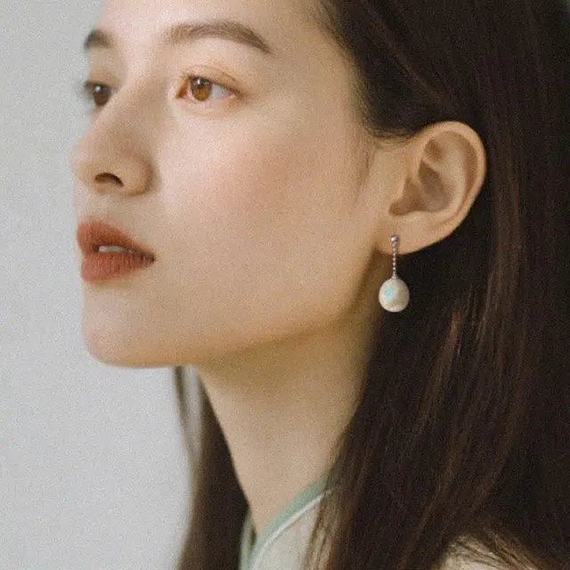 清野集 银色坠露优雅气质 淡水珍珠 耳环 女款