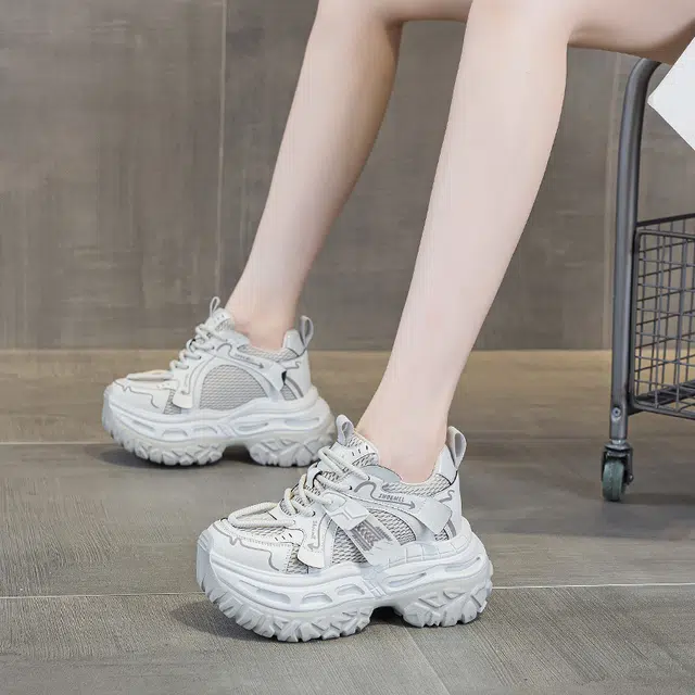 织物合成革 运动休闲厚底松糕时尚百搭潮流 透气轻便增高 低帮 老爹鞋 女款