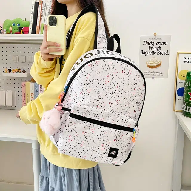 宝琳卡 学生运动时尚幼儿园小学 尼龙 书包背包双肩包 女款 白色/黑色
