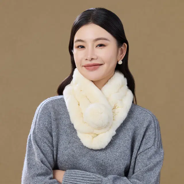 上海故事 秋冬獭兔毛加绒加厚双面绒毛保暖舒适百搭礼盒包装 绒线围巾 女款