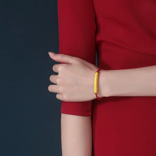 水贝之星 心经管 国潮复古新中式精致古韵轻奢气质温婉百搭平安转运可调节编织绳手饰 足金 按克计价 黄金手链 男女同款情侣款
